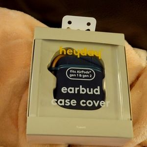 Heyday earbud case cover fits AirPods Gen 1 & Gen 2 Teal Hardshell with clip New